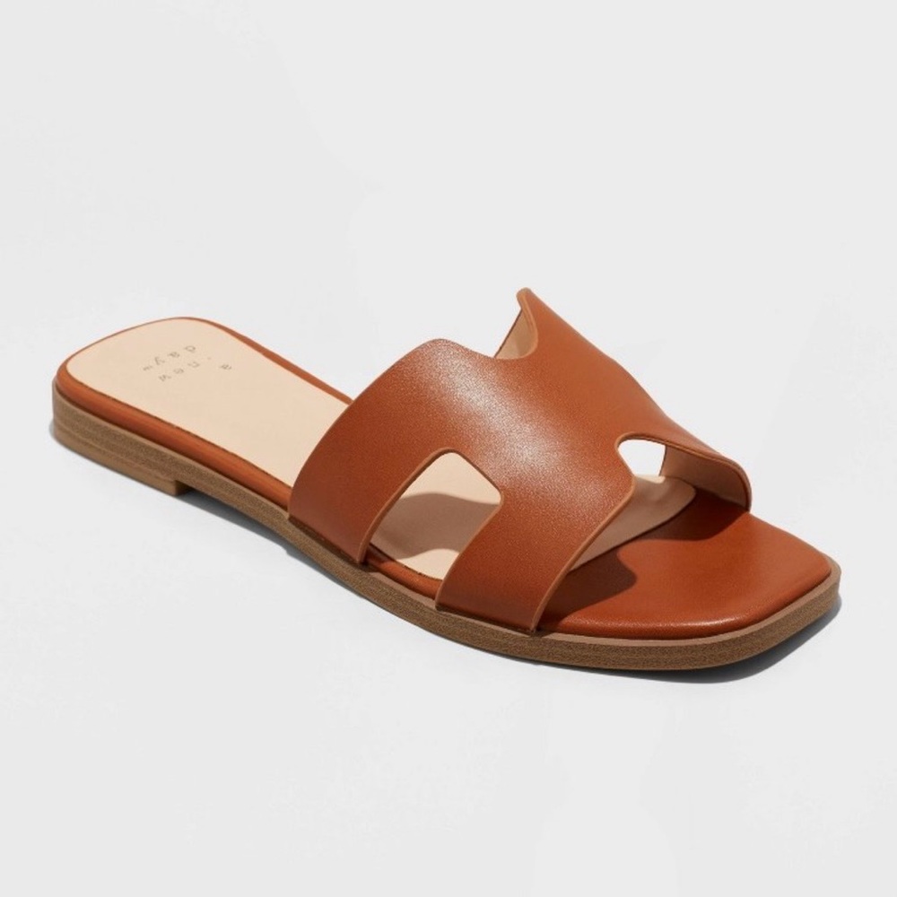 Women's Cognac Slide Sandals